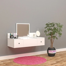 Açelya Aynalı 2 Çekmeceli Makyaj Masası Mdf Sis Gri