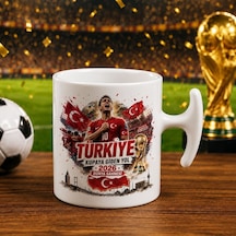 Bk Gift Türkiye Taraftar Temalı Dünya Futbol Kupası Tasarımlı Hammer Kupa Bardak-3 Tek Yürek Milli Takım Ruhu Beyaz