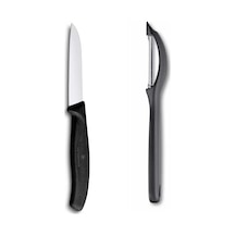 Victorinox Yan Soyacak-8 CM Düz Bıçak 2 Li Set Siyah