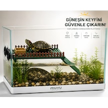 Muyu Craft Kaplumbağa Beslenme Ve Güneşlenme Platformu Yem Kabı Dahil Vantuzlu Akvaryum Adası