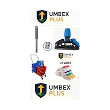 Umbex Çift Kovalı Paspas Arabası Krom Çelik Presli Temizlik Arabası Temizlik Seti Islak Mop Setli