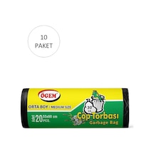 Orta Boy Çöp Torbası 55 X 60 Cm 20 Li Rulo X 10 Paket 200 Adet Siyah