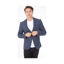 Sposo 5121Dar Kalıp Örme Kumaş İndigo Erkek Blazer Ceket İndigo