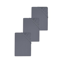 3 Adet Düz Pamuklu Tek Kişilik 90 X 200 Cm Lastikli Penye Çarşaf-antrasit