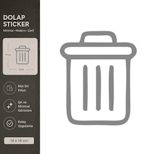Çöp Kovası Mat Gri Dekoratif Folyo Sticker 14x14 Cm