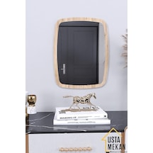 Ceviz Dekoratif Yuvarlak Kenar Büyük Antre Hol Koridor Duvar Salon Wc Ofis Aynası 45 Cm Renk 45 X 30 Diğer