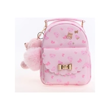 Myballistore Soft Pembe Tonlarında, Altın Detaylı Ve Ayıcık Figürlü Sırt Çantası 25x20cm