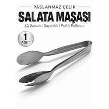 Beylini Paslanmaz Çelik Salata Maşası Kaşık Çatal Uçlu Servis Maşası Sunum Maşası Açık Büfe Mutfak Maşası