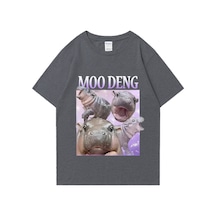 Flood Of Style Moo Deng Kabarık Domuz Tayland'da Bebek Komik Meme T-shirt Erkek Kadın Kawaii Streetwear T-sh Gri