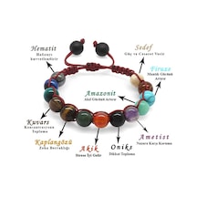 Tesbihane Makrome Örgülü Küre Kesim Multicolor Doğaltaş Kombinli Genç Başar Çok Renkli