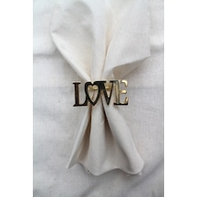 6 Adet Dekoratif Gold Love Peçete Halkası - Napkin Ring