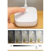 Kablosuz Şarjlı Dokunmatik Üç Renk Led Masa Lambası Ders Çalışma Okuma Işığı Dimmer Ayarlı Wb-01 .