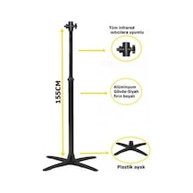 Soba Ayağı Çok Amaçlı Lüks Alüminyum Ayak 155 Cm Siyah