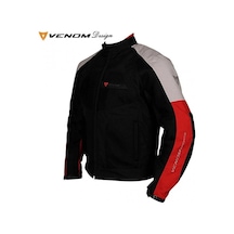 Venom Erkek Siyah Gri Kırmızı Dynamic Dört Mevsim Motosiklet Montu