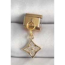 316l Çelik Gold Renk Sallantı Zirkon Taşlı Çiçek İşlemeli Nomination Charm Diğer