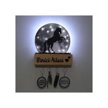 Işıklı Pleksi Dolunay Kişiselleştirilebilir Dekoratif Biblo Ahşap Sage At Anahtar Askılığı Gri - 740155317 Gri