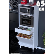 Vio 65 Cm Fırın Dolabı Sepetli Çekmeceli Mini Midi Mutfak Dolabı Beyaz