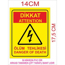 Dikkat Attention Ölüm Tehlikesi 14Cm 17.5 CM 1 Adet