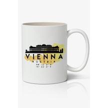 Vienna Austria Skyline Map Viyana Temalı Beyaz Kupa Bardak Arkadaşa Sevgiliye Hediye Beyaz