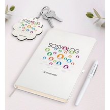 Kişiye Özel Sosyolog Beyaz Defter Kalem Ve Anahtarlık Seti