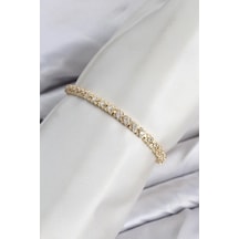 Cm Model Zirkon Taşlı Vıp Seri Gold Renk Pirinç Kadın Bileklik Çok Renkli