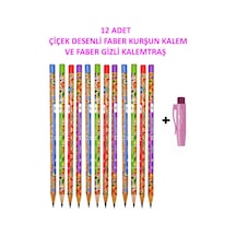Faber-castell Çiçek Kurşun Kalem 12'li Set Ve Gizli Kalemtraş 124-Pembe