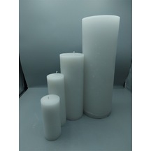 Soya Parafinli Beyaz Çap:10 Cm Boy:10-15-20-25 Cm Silindir Blok Mum 560-570 Saat Yanma Süreli Beyaz Beyaz