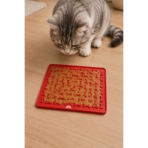 Silikon Kırmızı Kaymaz Yavaş Yeme Kedi Köpek Mama Ezmesi Yalama Matı Mt285kr