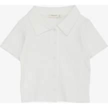 Breeze Kız Çocuk Tişört Crop Çıtçıtlı Fitilli 9-14 Yaş, Ekru-ekru Ekru