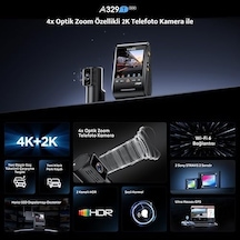 A329t 2 Kameralı Ön+arka 4k 60fps+2k Wi-fi 6 Hdr Starvıs 2 Sensör Gps'li Ssd Destekli Araç Kamerası