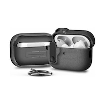 Airpods Pro 3 İle Uyumlu Fabric Serisi Özel Kilitli Tasarım Ve Kumaş Yüzeyli Kılıf Darbelere Karşı Koruyucu Kapak Gri, Airpods Pro 3 2025