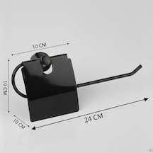 Yapışkanlı Tuvalet Kağıdı Askısı Kapaklı Paslanmaz Metal Wc Kağıtlık 10 10 Cm Siyah Renk Delmesiz Kolay Kurulum 16.5 x 12.2 x 11.2 CM