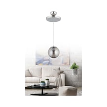 İstanbul Avize Istanbul Avize Sarkıt Tekli Gümüş Tepsili Füme Glop Camlı Avize