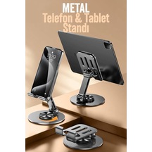 Telefon Tutucu Masaüstü Telefon Tablet Standı Yüksek Kalite Metal Katlanabilir 360 Dönen Ayarlı S013