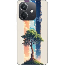 Oppo A3 Uyumlu Yalnız Ağaç Dört Mevsim Baskılı Silikon Kılıf Renkli