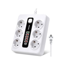 H-04 Termal Akım Korumalı 3000w 10 Amper 6'lı Priz 2 Metre Uzatma