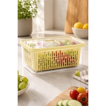 Süzgeçli Fresh Saklama Kabı 3,5 Lt Sebze Meyve Yıkama Ve Saklama Kabı Bej