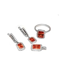 Sitrin Taşlı 925 Ayar Gümüş Kadın Set Takım
