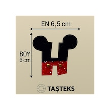 Taşlı Ütülenebilen Veya Sticker Olarak Kullanılabilen ' Mickey H ' Harfi