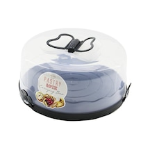 Qlux L-00501-2 Kek Ve Pasta Fanusu Kulplu Yuvarlak Antrasit Gri Taban - 6'li Paket Diğer