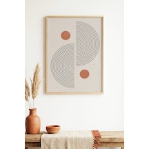 Doğal Ahşap Çerçeveli Geometrik Desenli Tablo - Pastel Huhu1389