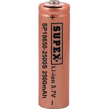 Supex SP18650-2500S 2500 mAh 3.7 V 18650 Başlı Li-Ion Şarj Edilebilir Pil