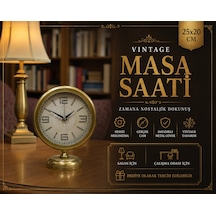 Premium Vintage 25 X 20 Cm Eskitme Metal Masa Saati