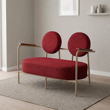 Venüs İkili Koltuk Soft Kumaş Ofis Bekleme Koltuğu Cappuccino Metal İskeletli - Kırmızı