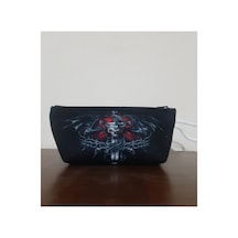 Owl Bag Gothic Skull Sword Desenli Kalemlik - Makyaj Çantası Diğer