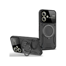 Samsung Samsung Uyumlu Galaxy A06 Kılıf Joy Lens Standlı Kapak - Siyah