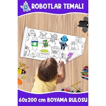 Melolisa Robotlar Temalı Dev Boyama Rulosu Bebek Ve Çocuk Için Eğitici 60x250 Cm Aktivite Kağıdı
