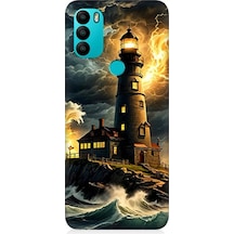 General Mobile Gm 21 Plus Uyumlu Fırtınada Işık Kulesi Desenli Silikon Kılıf Çok Renkli
