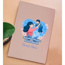 Bk Gift Kişiye Özel İsimli Dtf Anneler Günü Tasarımlı Pembe Sert Kapaklı Defter-6, Anneye Hediye Kobitmeyencom30652 Bk Gift