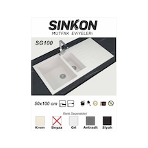 Sinkon Beyaz Granit Eviye 50 x 100 / 1.5 Göz - Sg100 - Sinkon